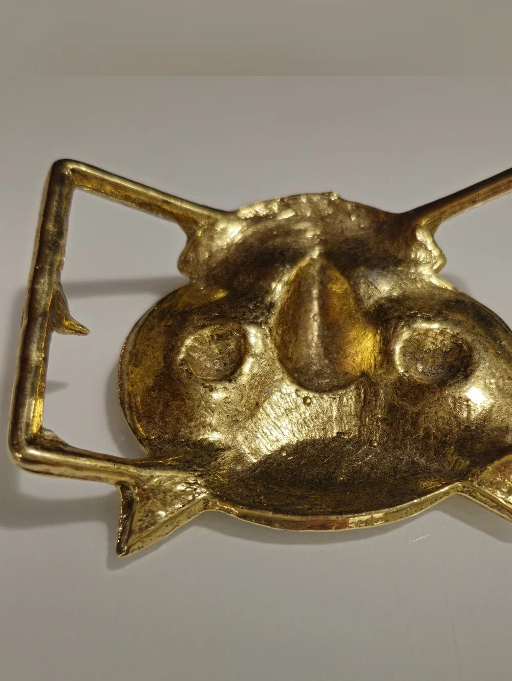 Vintage Gold Tone Owl Belt Buckle Statement Boho Western Unisex
